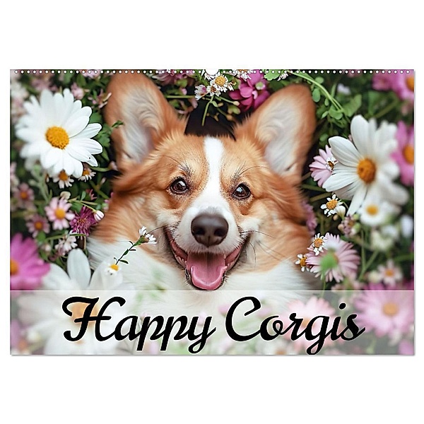Happy Corgis (Wandkalender 2025 DIN A2 quer), CALVENDO Monatskalender, Calvendo, Ally Bee