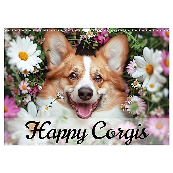 Happy Corgis (Wandkalender 2025 DIN A3 quer), CALVENDO Monatskalender, Calvendo, Ally Bee