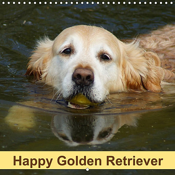 Happy Golden Retriever (Wall Calendar 2023 300 × 300 mm Square), Kattobello