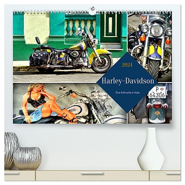 Harley-Davidson - Eine Kultmarke in Kuba (hochwertiger Premium Wandkalender 2024 DIN A2 quer), Kunstdruck in Hochglanz, Henning von Löwis of Menar