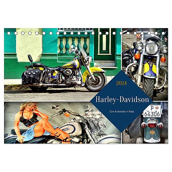 Harley-Davidson - Eine Kultmarke in Kuba (Tischkalender 2024 DIN A5 quer), CALVENDO Monatskalender, Henning von Löwis of Menar