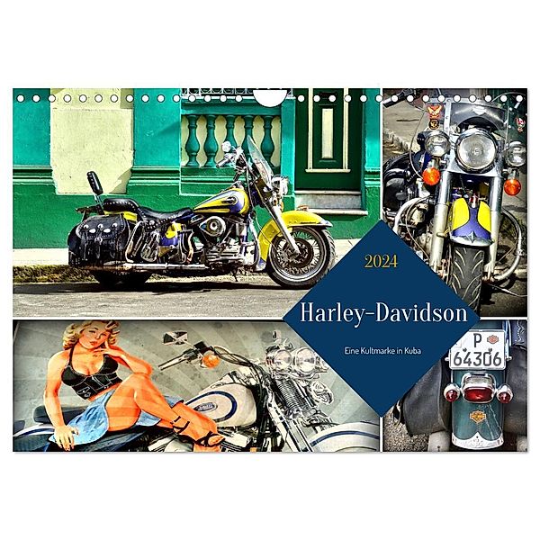 Harley-Davidson - Eine Kultmarke in Kuba (Wandkalender 2024 DIN A4 quer), CALVENDO Monatskalender, Henning von Löwis of Menar