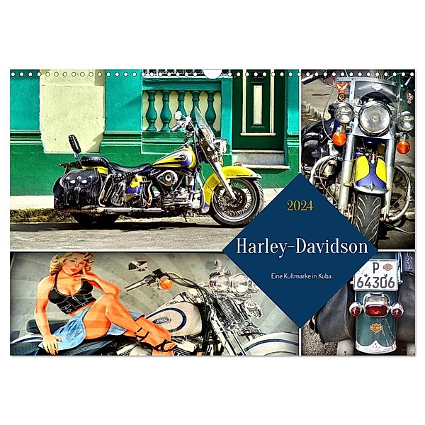 Harley-Davidson - Eine Kultmarke in Kuba (Wandkalender 2024 DIN A3 quer), CALVENDO Monatskalender, Henning von Löwis of Menar