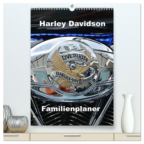 Harley Davidson Familienplaner (hochwertiger Premium Wandkalender 2024 DIN A2 hoch), Kunstdruck in Hochglanz, Thomas Bartruff
