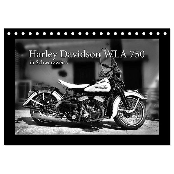 Harley Davidson WLA 750 in Schwarzweiss (Tischkalender 2024 DIN A5 quer), CALVENDO Monatskalender, Ingo Laue