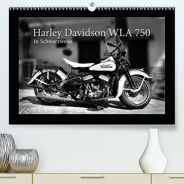 Harley Davidson WLA 750 in Schwarzweiss (Premium-Kalender 2020 DIN A2 quer), Ingo Laue