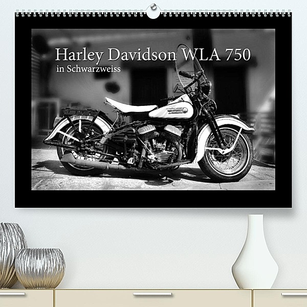 Harley Davidson WLA 750 in Schwarzweiss (Premium, hochwertiger DIN A2 Wandkalender 2023, Kunstdruck in Hochglanz), Ingo Laue
