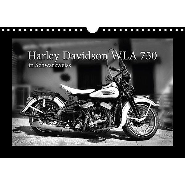 Harley Davidson WLA 750 in Schwarzweiss (Wandkalender 2017 DIN A4 quer), Ingo Laue