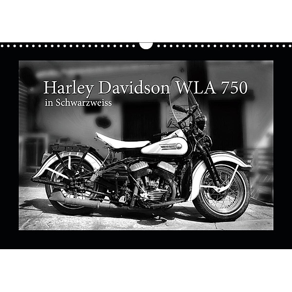 Harley Davidson WLA 750 in Schwarzweiss (Wandkalender 2021 DIN A3 quer), Ingo Laue