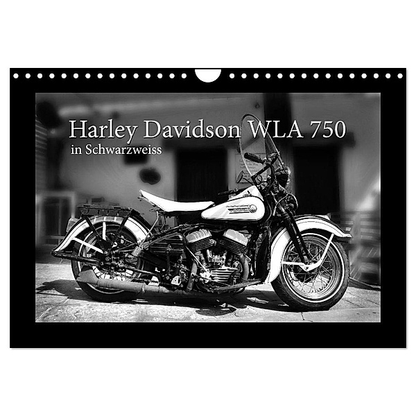 Harley Davidson WLA 750 in Schwarzweiss (Wandkalender 2024 DIN A4 quer), CALVENDO Monatskalender, Ingo Laue