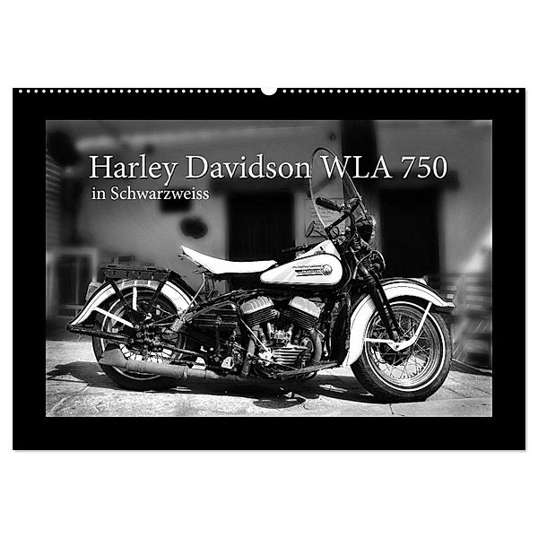 Harley Davidson WLA 750 in Schwarzweiss (Wandkalender 2024 DIN A2 quer), CALVENDO Monatskalender, Ingo Laue