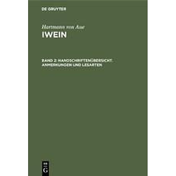 Hartmann von Aue: Iwein: Band 2 Iwein, Hartmann von Aue