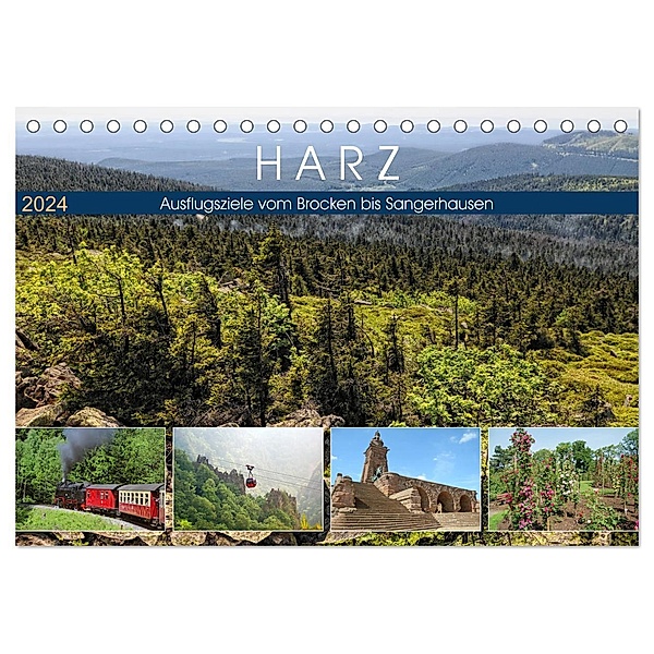 Harz - Ausflugsziele vom Brocken bis Sangerhausen (Tischkalender 2024 DIN A5 quer), CALVENDO Monatskalender, Anja Frost