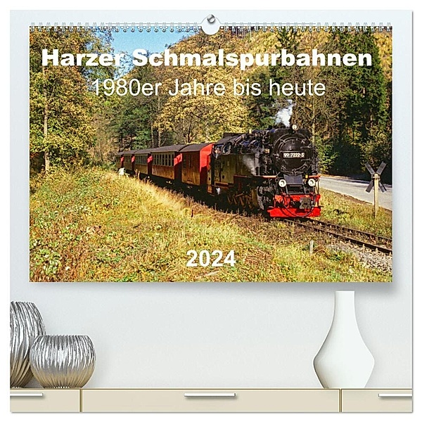 Harzer Schmalspurbahnen 1980er Jahre bis heute (hochwertiger Premium Wandkalender 2024 DIN A2 quer), Kunstdruck in Hochglanz, Michael Bromm