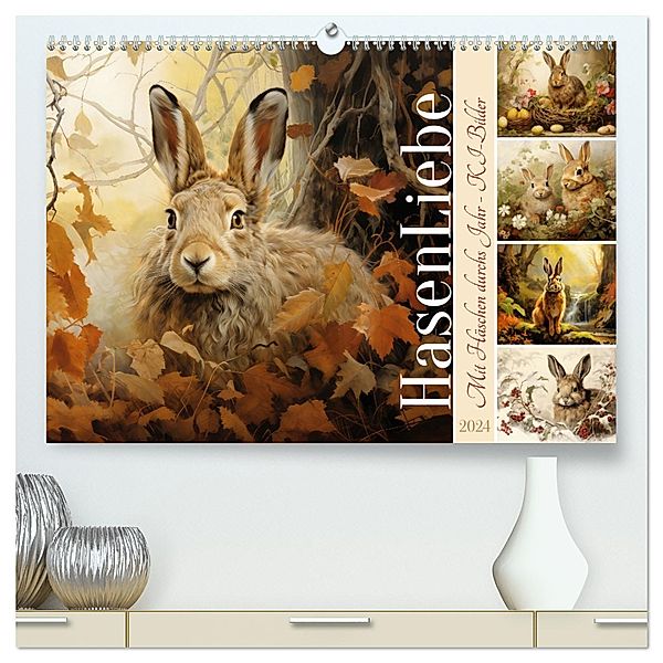 Hasenliebe (hochwertiger Premium Wandkalender 2024 DIN A2 quer), Kunstdruck in Hochglanz, Calvendo, Sabine Löwer