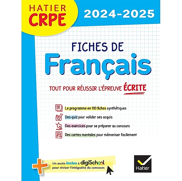 Hatier CRPE -  Fiches de Français - Epreuve écrite 2024/2025 / Hatier CRPE, Micheline Cellier, Jean-Christophe Pellat, Viviane Marzouk