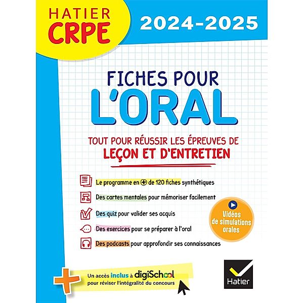 Hatier CRPE -  Fiches pour l'épreuve orale de leçon et d'entretien - 2024/2025 / Hatier Concours, Émilie Le Phat Tan, Jérômine Donat-Magnin