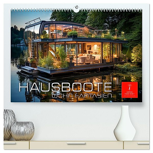 Hausboote Wohn Fantasien (hochwertiger Premium Wandkalender 2024 DIN A2 quer), Kunstdruck in Hochglanz, Peter Roder