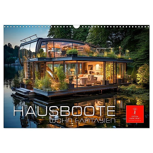 Hausboote Wohn Fantasien (Wandkalender 2024 DIN A3 quer), CALVENDO Monatskalender, Peter Roder