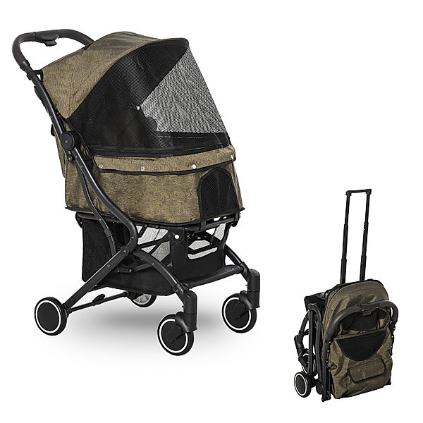 Haustierbuggy mit Klappfunktion (Farbe: braun, schwarz)