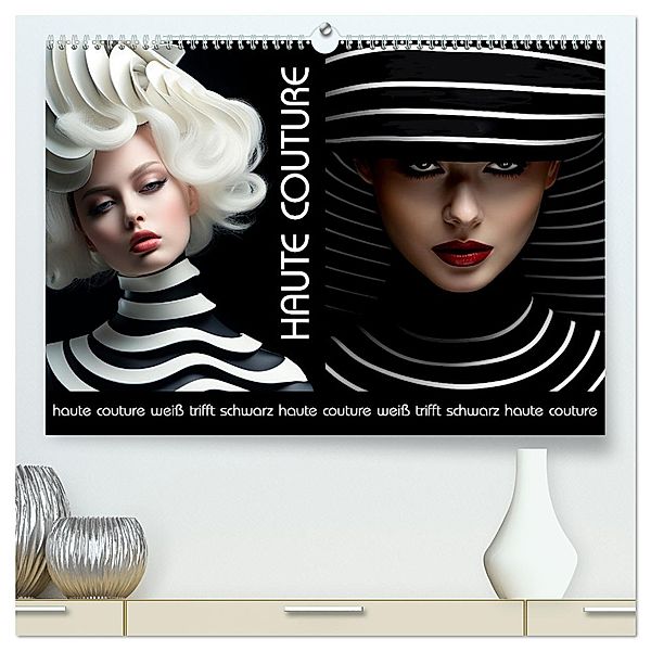 Haute Couture - Weiss trifft Schwarz (hochwertiger Premium Wandkalender 2025 DIN A2 quer), Kunstdruck in Hochglanz, Calvendo, Erich Krätschmer