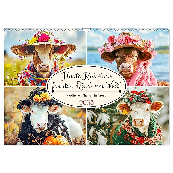 Haute Kuh-ture für das Rind von Welt! Modische Kühe voll im Trend (Wandkalender 2025 DIN A3 quer), CALVENDO Monatskalender, Calvendo, Rose Hurley