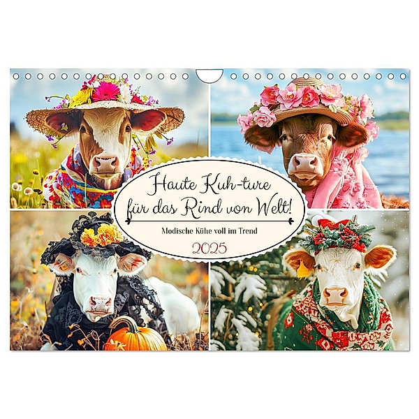 Haute Kuh-ture für das Rind von Welt! Modische Kühe voll im Trend (Wandkalender 2025 DIN A4 quer), CALVENDO Monatskalender, Calvendo, Rose Hurley
