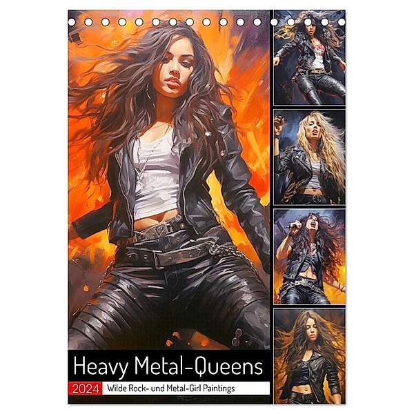 Heavy Metal-Queens. Wilde Rock- und Metal-Girl Paintings (Tischkalender 2024 DIN A5 hoch), CALVENDO Monatskalender, Rose Hurley