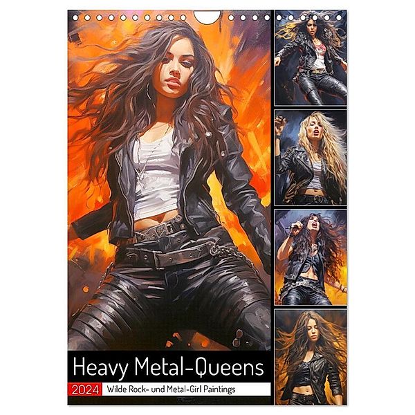 Heavy Metal-Queens. Wilde Rock- und Metal-Girl Paintings (Wandkalender 2024 DIN A4 hoch), CALVENDO Monatskalender, Rose Hurley