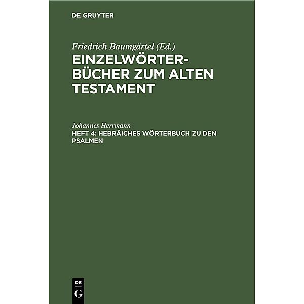 Hebräiches Wörterbuch zu den Psalmen, Johannes Herrmann