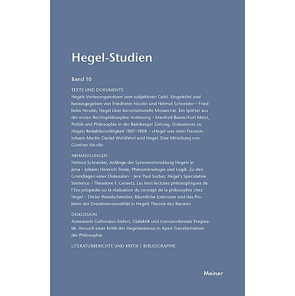 Hegel-Studien Band 10 / Hegel-Studien Bd.10