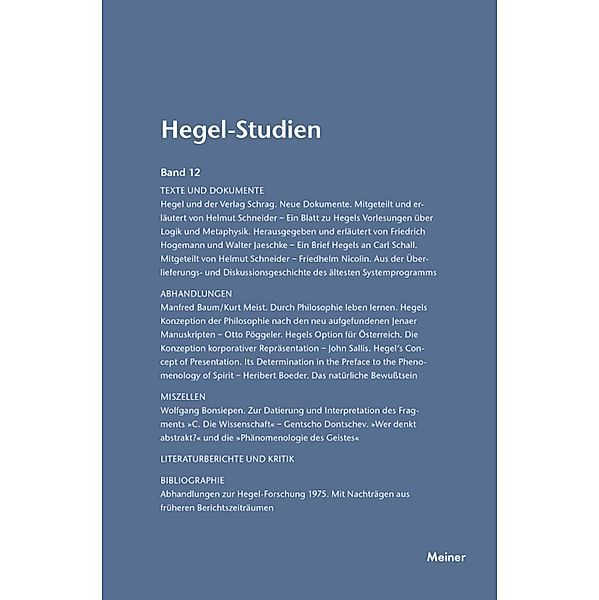 Hegel-Studien Band 12 / Hegel-Studien Bd.12