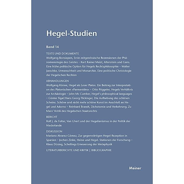 Hegel-Studien Band 14 / Hegel-Studien Bd.14