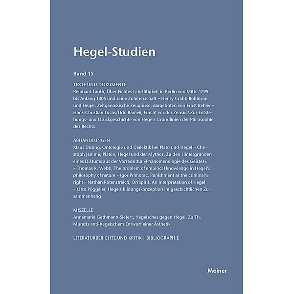 Hegel-Studien Band 15 / Hegel-Studien Bd.15