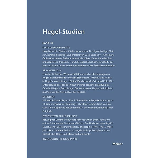 Hegel-Studien Band 18 / Hegel-Studien Bd.18