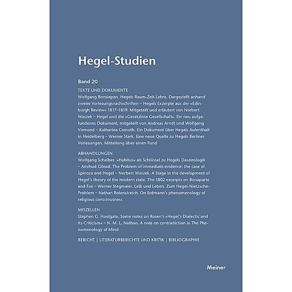 Hegel-Studien Band 20 / Hegel-Studien Bd.20