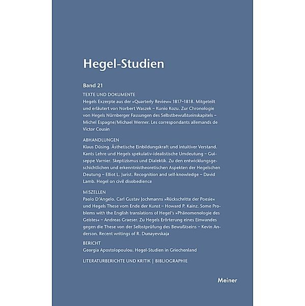 Hegel-Studien Band 21 / Hegel-Studien Bd.21