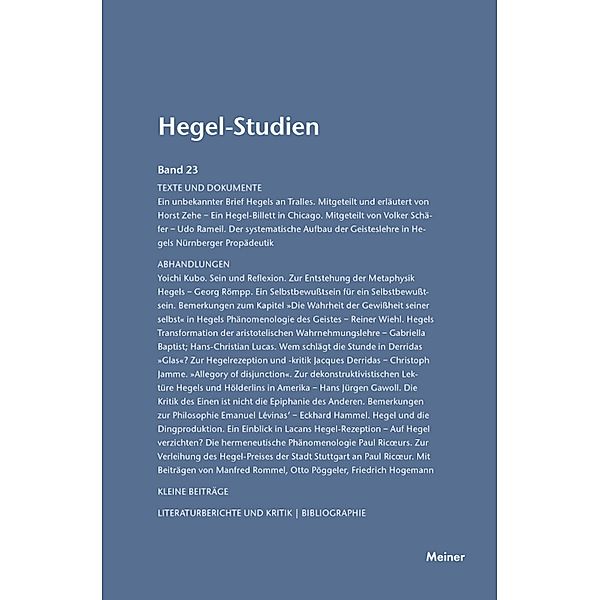 Hegel-Studien Band 23 / Hegel-Studien Bd.23