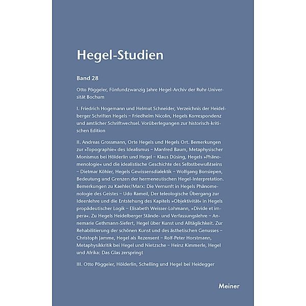 Hegel-Studien Band 28 / Hegel-Studien Bd.28