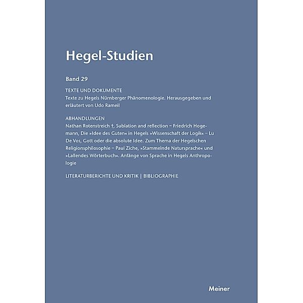 Hegel-Studien Band 29 / Hegel-Studien Bd.29