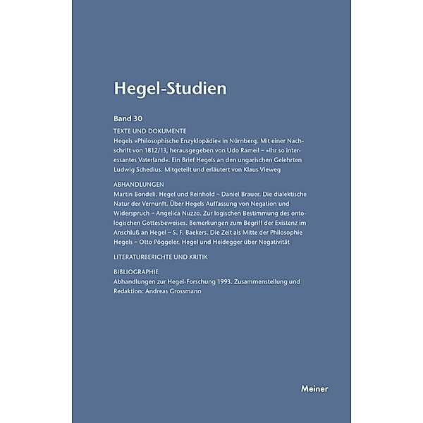 Hegel-Studien Band 30 / Hegel-Studien Bd.30