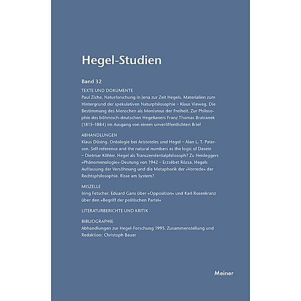 Hegel-Studien Band 32 / Hegel-Studien Bd.32