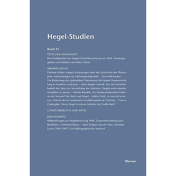 Hegel-Studien Band 33 / Hegel-Studien Bd.33