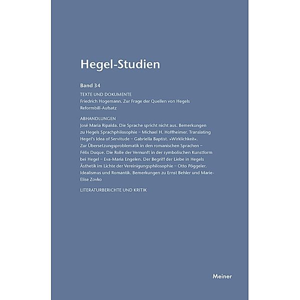 Hegel-Studien Band 34 / Hegel-Studien Bd.34