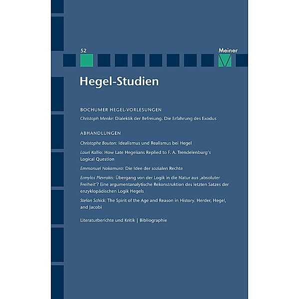 Hegel-Studien Band 52 / Hegel-Studien Bd.52