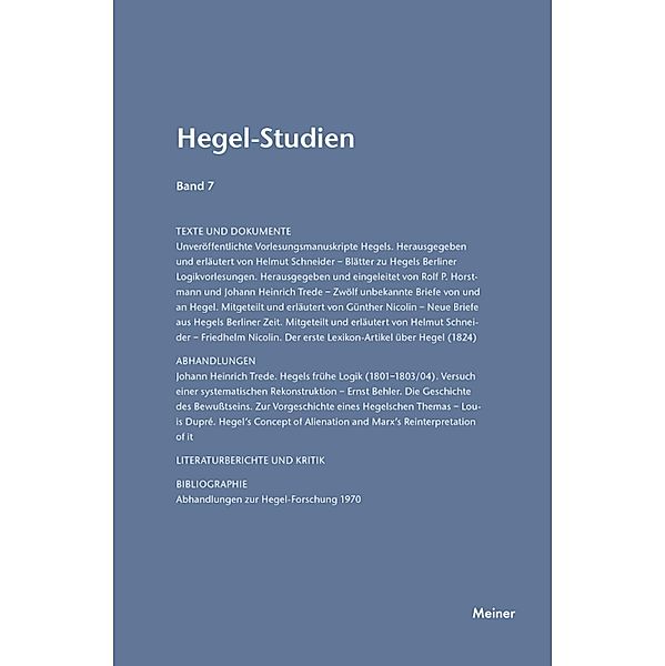 Hegel-Studien Band 7 / Hegel-Studien Bd.7