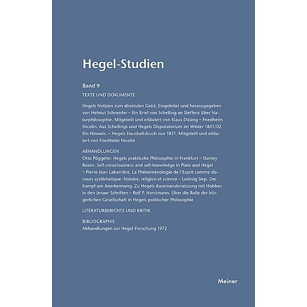 Hegel-Studien Band 9 / Hegel-Studien Bd.9