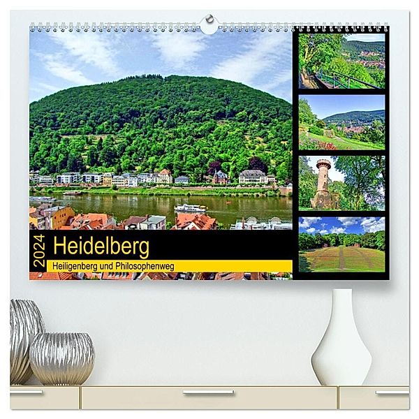 Heidelberg - Heiligenberg und Philosophenweg (hochwertiger Premium Wandkalender 2024 DIN A2 quer), Kunstdruck in Hochglanz, Claus Liepke