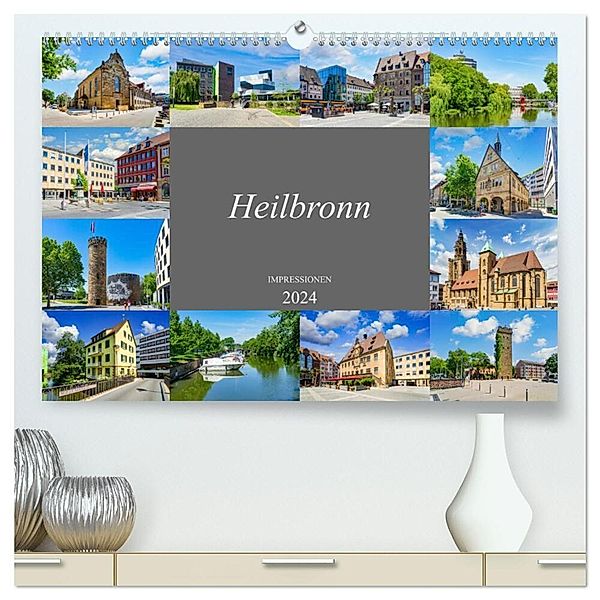 Heilbronn Impressionen (hochwertiger Premium Wandkalender 2024 DIN A2 quer), Kunstdruck in Hochglanz, Dirk Meutzner