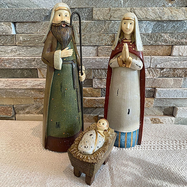 Heilige Familie als Krippenfigur, 3er Set, 9x8,4x27 cm